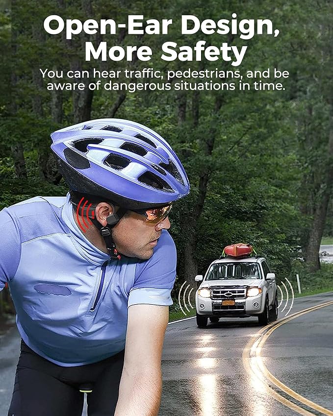 UltraComfort Open-Ear Bone Conduction Headphones - Wireless Bluetooth 5.3 Headsets, IPX5 Waterproof, 8H Playtime, Glasses-Friendly Design for Sports & Daily Use