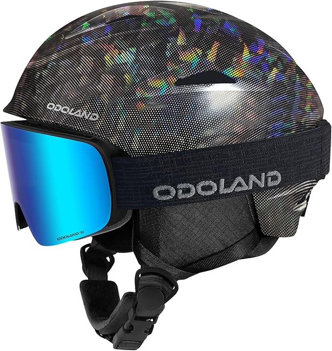 Odoland Ski Helmet, Snowboard Helmet with Ski Goggles for Adults and Youth, Audio Compatible, Shockproof, Windproof, Safety Snow Sports Helmet and Protective Glasses for Men Women