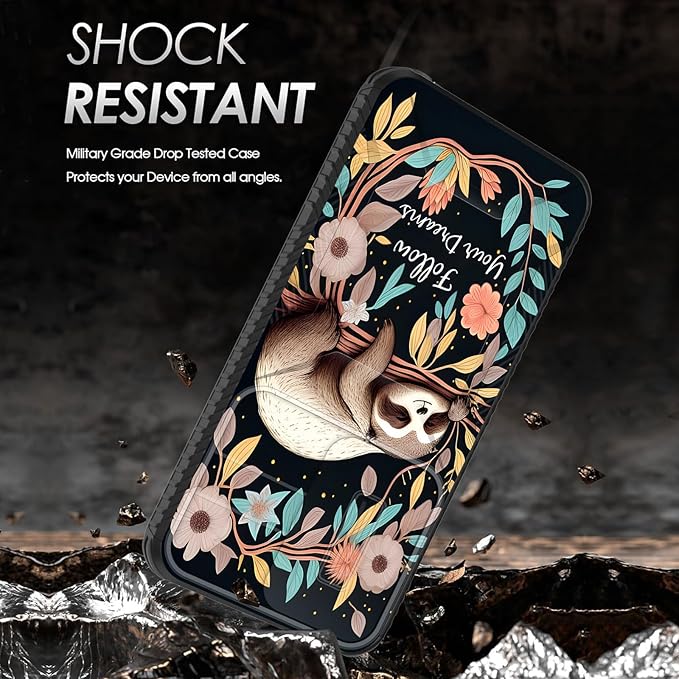 for Galaxy S24 Case Built in Slide Camera Lens Cover,Heavy Duty Shockproof Protection Dual Layer Case for Samsung Galaxy S24 6.2 inch 2024,Cute Baby Sloth On The Tree