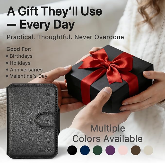 for MagSafe Wallet, Magnetic Phone Wallet RFID Blocking, Slim 5-8 Card Holder with Cash Slot & Clear ID Window, Minimalist Mag Safe Wallets for iPhone 17/16/15/14/13/12 Series, Midnight Black