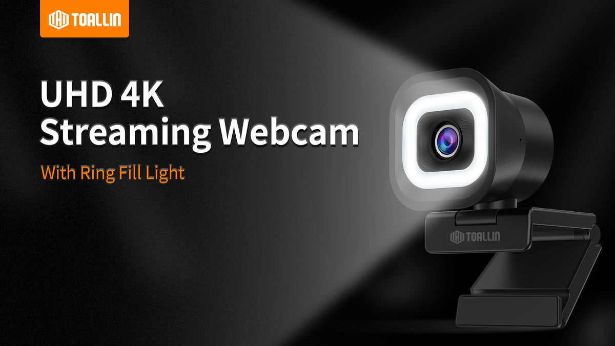 TOALLIN 4K Webcam with Ring Light, Remote Control, PDAF Autofocus