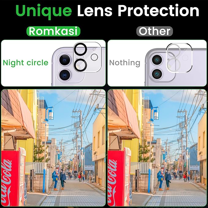 3 Pack Privacy Screen Protector for iPhone 11 6.1 Inch with 3 Pack Camera Lens Protector, Anti Spy Tempered Glass Film, Anti-Scratch, Touch Sensitive, Case Friendly