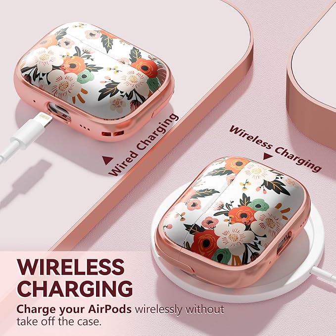 Inesore for AirPods Pro 3 Case 2025 with Lock, for Women Girly Floral Cute Case Compatible with Apple Airpods Pro 3rd Generation Cover, with Phone Stand,Keychain & Cleaner Kit -White Peony