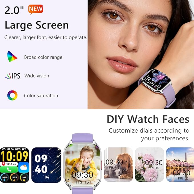 Smart Watch 45mm for Women Men(Dial/Answer Calls), 2.0" Fitness Tracker Watch with Heart Rate/Blood Pressure/Blood Oxygen Monitor for Android iOS
