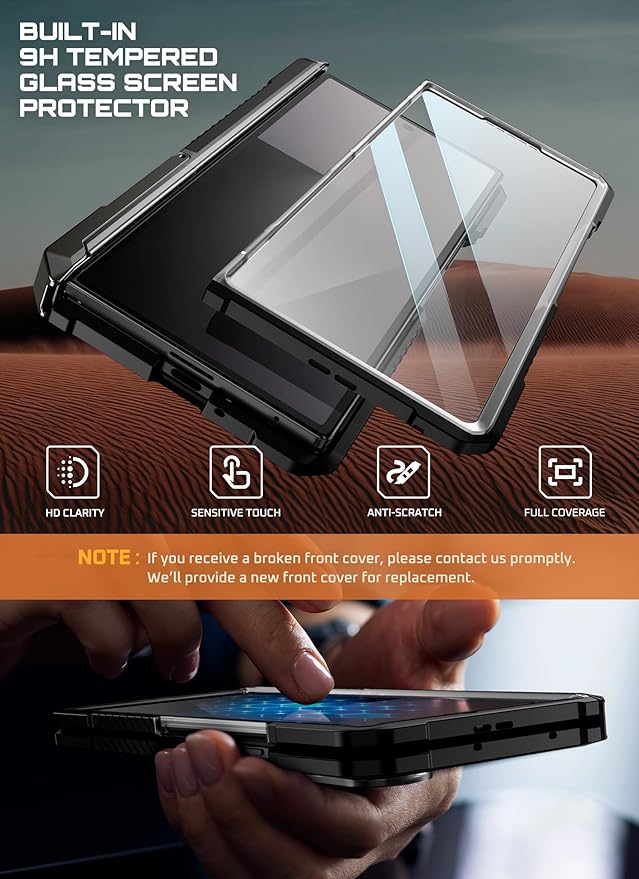 SUPCASE for Samsung Galaxy Z Fold 7 Case with Kickstand (UB Grip), [Built-in Tempered Glass Screen Protector] [Hinge Coverage] Military-Grade Protection Phone Case, Black