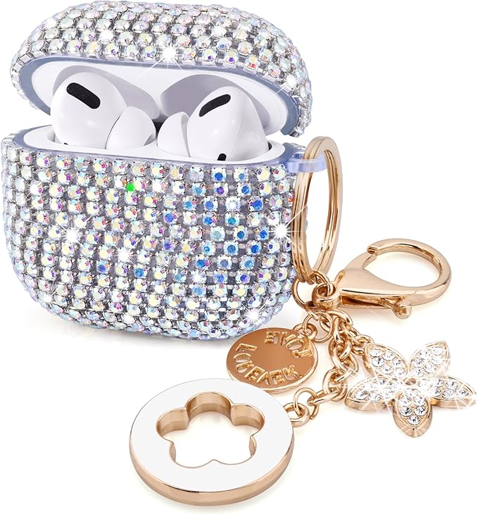 VISOOM Bling Case for Airpods Pro 2nd 1st Generation Case - Jewelry Cute Airpods Pro 1 2 Cases Cover with Glitter Keychain Women 2025 Crystal Fancy Case for iPods pro2 1 Wireless Charging Cases