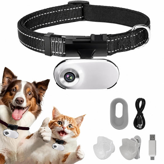 HD 1080P Cat POV Camera Collar with Video Record, Mini Small Sports Video Cameras, Body Cam Outdoor/Inoor No WiFi, Unique Pet Supplies Gift for pet Owners, Dog Moms, cat dads, Ideal Gift