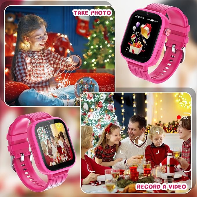 OKYUK 4G Kids Smart Watches Girls Gifts Age 3-12, Smart Watch for Kids with 47 Games, two-way calling feature, SOS emergency call Camera Video Recorder Gift Toys for Girls Ages 5 6 7 8 9 10 (Rose Red)