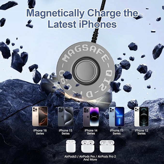 Qi2 Magnetic Wireless Charger for iPhone 17/16/15/14/13/12, 15W Fast MagSafe Compatible Charging Pad & Stand, Strong Magnetic Wireless Charging Station with 25W PD Adapter for iPhone & AirPods