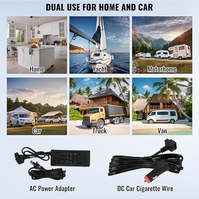 VEVOR 12 Volt Car Refrigerator Fridge, 15 L Single Zone Portable Freezer, -4℉-68℉ Adjustable Range, 12/24V DC and 100-240V AC Compressor Cooler for Outdoor, Camping, RV, Grey