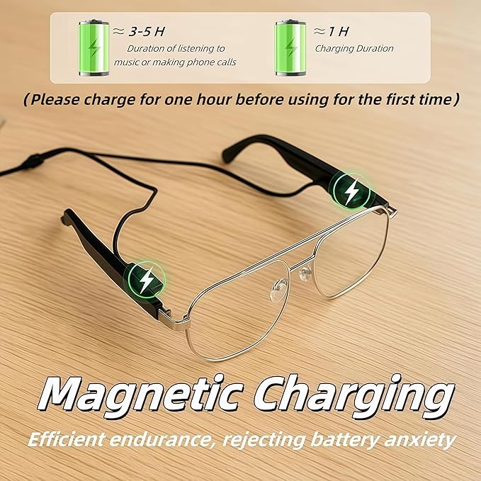 Smart Glasses with Bluetooth 5.4 Polarized Reading Sunglasses Photochromic Lens Bluetooth with Touch Voice Control