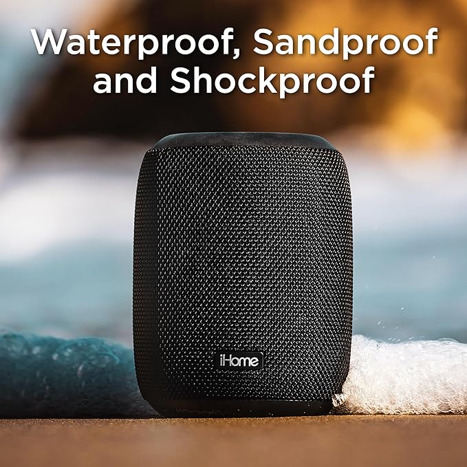 iHome Waterproof Bluetooth Speaker with Long Lasting Rechargeable Battery, Portable Speaker for Indoor and Outdoor Use (iBT700)