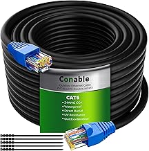 Cat 6 Outdoor Ethernet Cable 150 Feet, LLDPE & PVC Dual Jackets, UTP, 24AWG