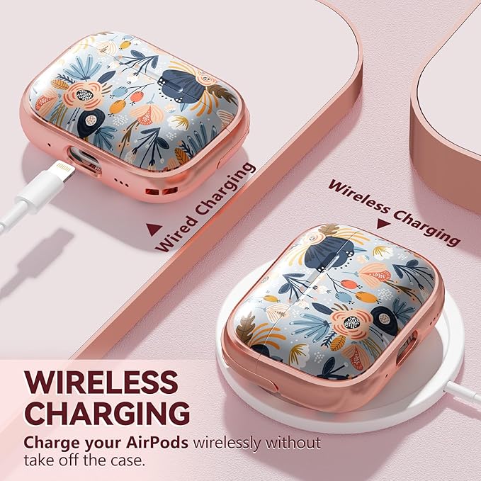 Inesore for AirPods Pro 3 Case 2025 with Lock, for Women Girly Floral Cute Case Compatible with Apple Airpods Pro 3rd Generation Cover, with Phone Stand,Keychain & Cleaner Kit-Blue Flower