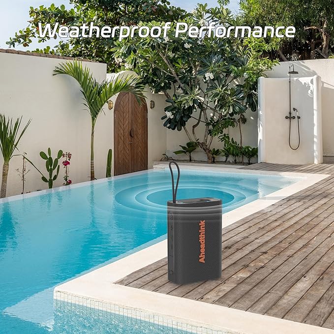 Bluetooth Speaker, Portable Wireless, IPX5 Waterproof, Bluetooth 5, RGB Color Lights, Loud Stereo Sound, Bass, TWS Pairing, for Party, Home, Outdoor, Traveling