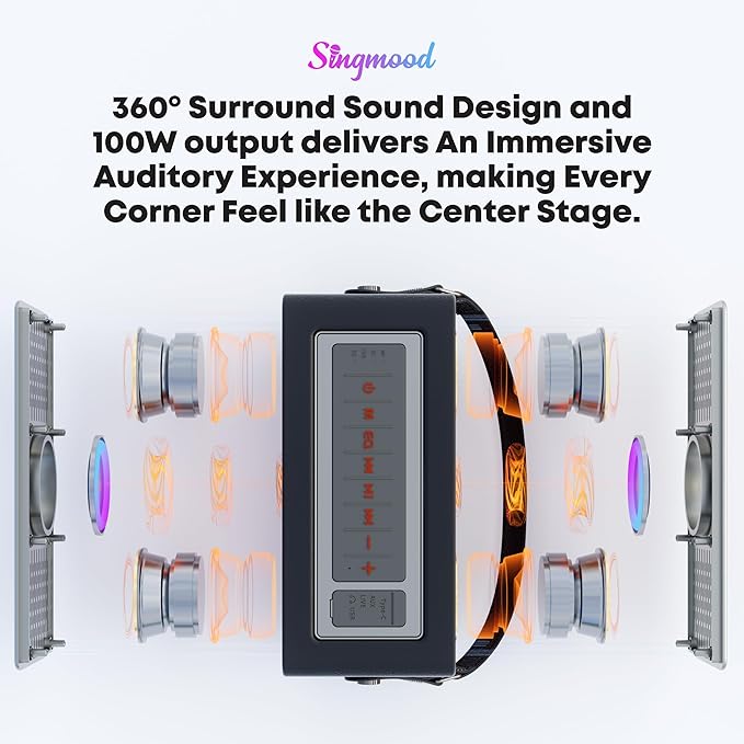 Karaoke Machine with 2 UHF Mic Subwoofer Home Theater Audio Sound Bar Support Optical/Bluetooth/AUX/USB/PC Wooden Karaoke Singing Machine for TV, Home, Karaoke, Singing Party, Christmas (S-330)