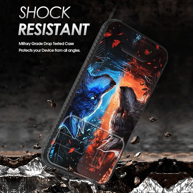 for Galaxy A16 5G Case Built in Slide Camera Lens Cover,Heavy Duty Shockproof Protection Dual Layer Case for Samsung Galaxy A16 5G 6.7" 2024,Cool Wolf