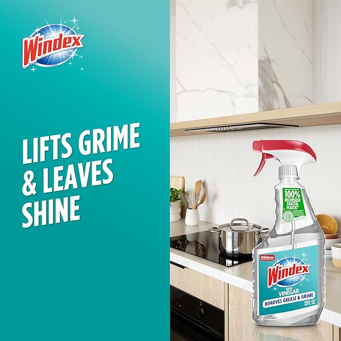 Windex with Vinegar Glass Cleaner, Spray Bottle, 32 fl oz