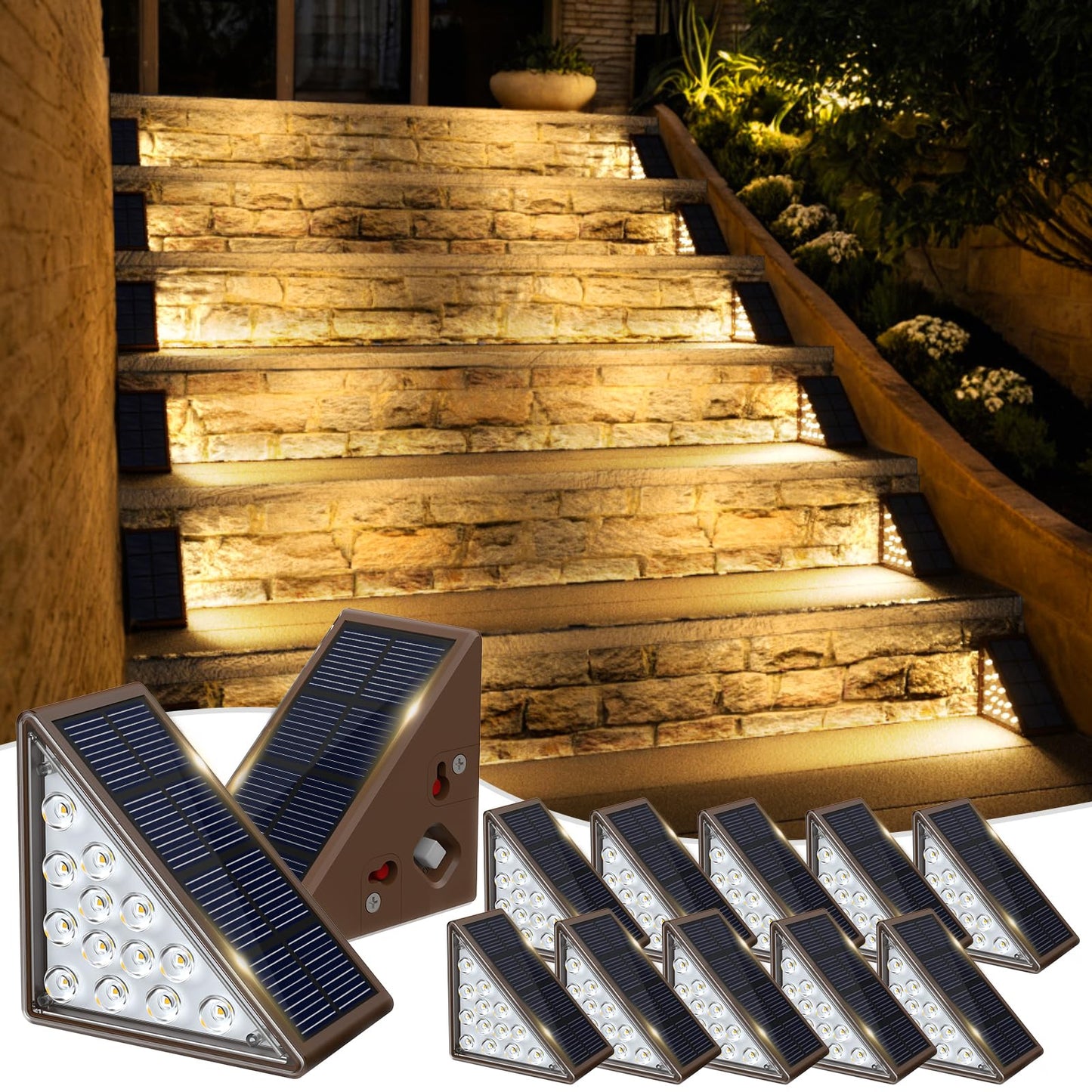 Solar Step Lights 12-Pack — IP67 Waterproof Outdoor Safety - Image 1