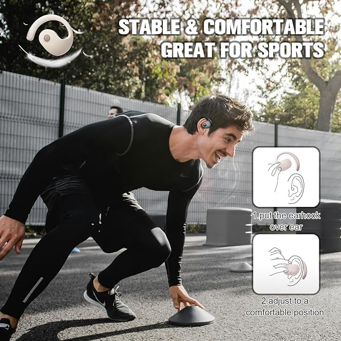 Out of Ear Open Ear Headphones Wireless Ear Hanging Bluetooth Headset, Air Bone Conduction Open Ear Earbuds, Work Out OWS Over the Ear Earbuds Open Ear Buds Not In Ear Outside the Ear Earphones