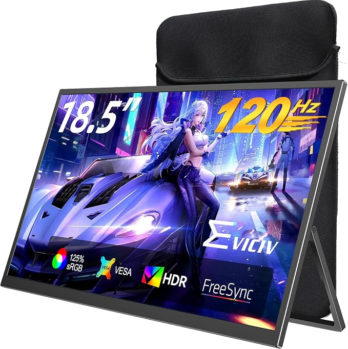 EVICIV Portable Monitor 18.5” 120Hz, 125% sRGB FreeSync 1ms Gaming Monitor