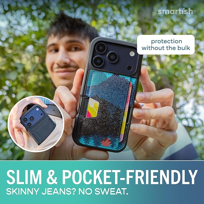Smartish® iPhone 17 Pro Wallet Case - Wallet Slayer Vol. 2 [Slim + Protective] Credit Card Holder w/Kickstand - Drop Tested Hidden Card Slot Cover for Apple iPhone 17 Pro - Moving Mountains