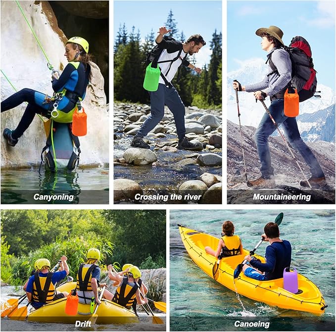 R2Depot Waterproof Dry Bag, 5L/10L/20L/40L/70L Dry Storage Bag for Kayaking, Gym, Hiking, Swimming (Green, 5L)