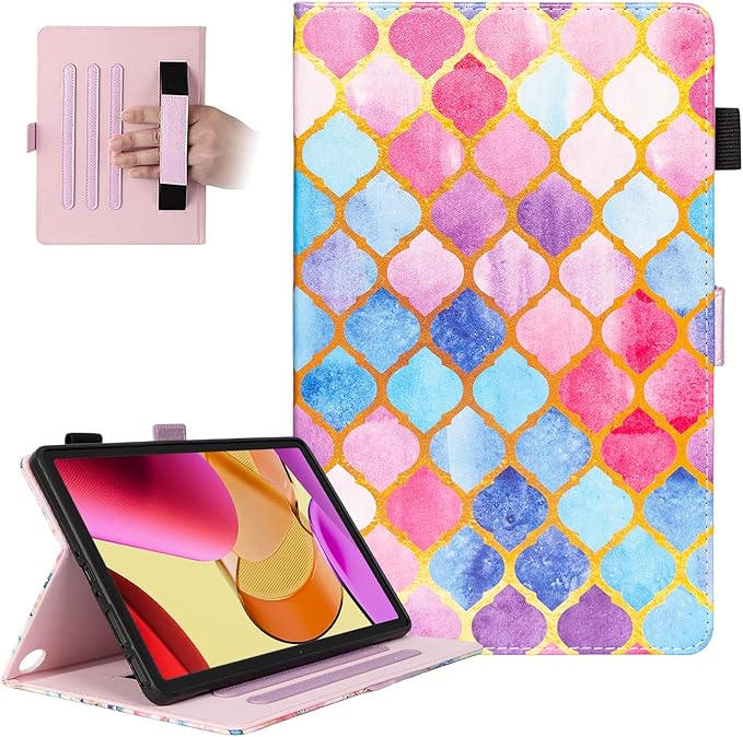 Dteck for Amazon Fire Max 11 Tablet Case 11" (13th Generation) 2023, PU Leather Shell TPU Back Cover Fold Stand Case with Auto Sleep Wake, Adjustable Viewing Angles, Cute Folio Case, Colorful Pink