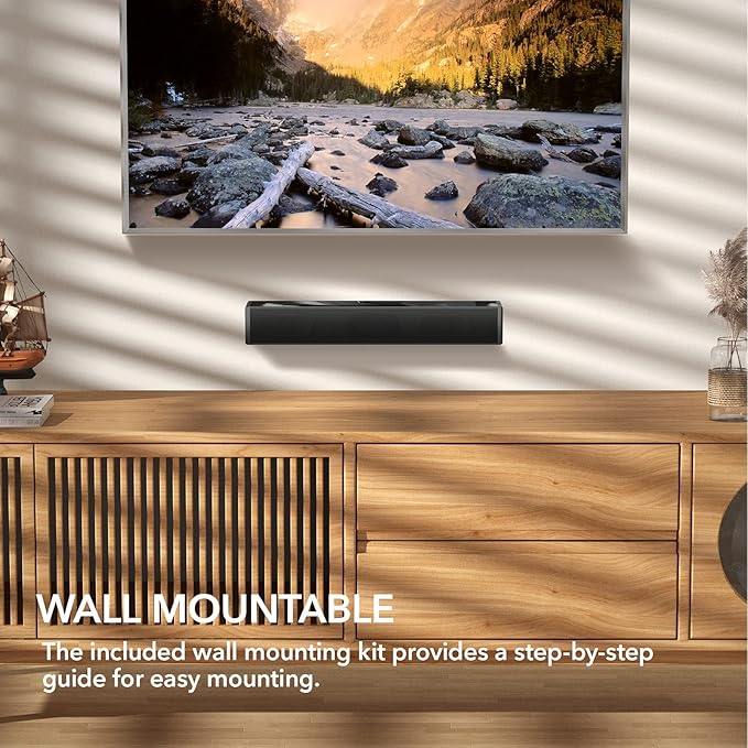 Small Sound Bar for TV, PC, Gaming, Surround Sound System, Mini TV Speaker Soundbar with Bluetooth/HDMI ARC/Optical/AUX/USB Connections