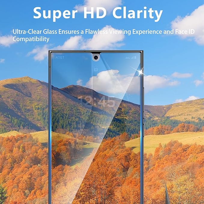 3 Pack Screen Protector Designed for Galaxy S25 Ultra with 3 Pack Tempered Glass Camera Lens Protector,Ultra HD Clear,9H Hardness,Easy Install - Case Friendly,Scratch Resistant