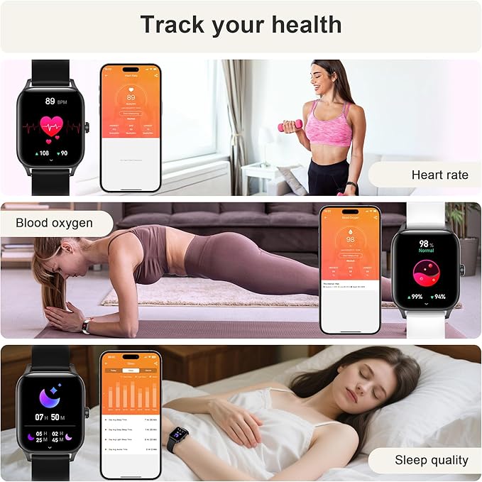 Smart Watches for Women,1.85" Fitness Tracker Watch Answer/Make Call,IP68 Waterproof Fitness Watch with Sleep/Step/Heart Rate/SpO2 Monitor, 120+ Sport Modes Smartwatch for Android iOS
