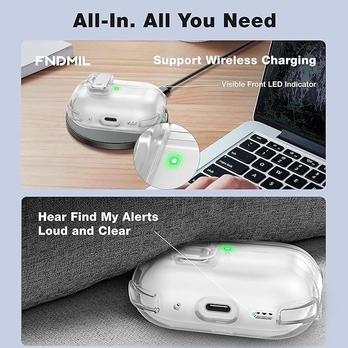 Clear Case for AirPods Pro 2 Case Cover with [Lock Safety& Pop Up][Military Shockproof]Anti-Yellow Transparent Soft Wireless Charging for AirPods Pro 2nd/1st Generation Case with Keychain,Clear