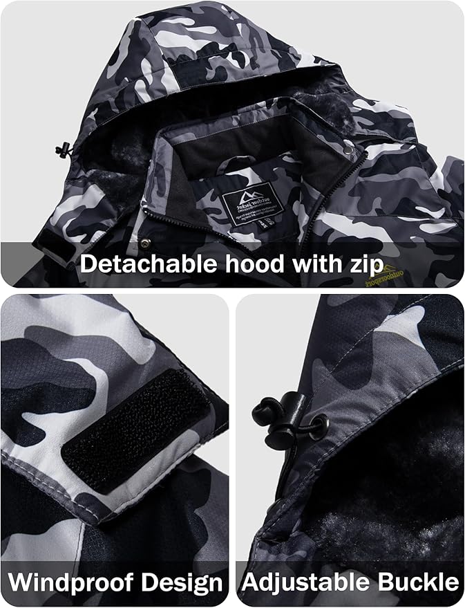 MAGCOMSEN Men's Winter Coats Water Resistant Ski Snow Jacket Warm Fleece Jacket Parka Raincoats With Hood Multi-Pockets