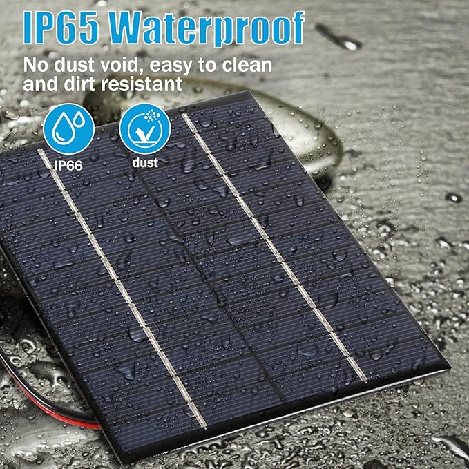 2W 12V Solar Panel DIY Battery Solar Charger Board + Tiger Clip- Perfect for Outdoor Charging Batteries and Low-Power Electronic Products