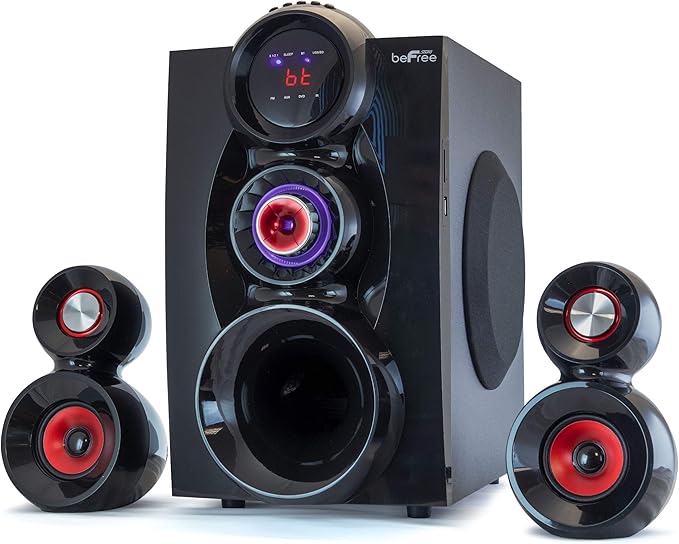 beFree Sound 5.1 Channel Bluetooth Surround Sound Speaker System- Red