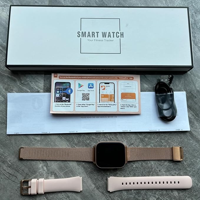 Smart Watch for Women, 1.83" HD Touch Screen Smartwatch, 1000mAh Battery, Bluetooth Calling, Heart Rate, SpO2, Sleep Monitor, 120+ Sports, IP68 Waterproof, 2 Bands Compatible iPhone Android, RoseGold