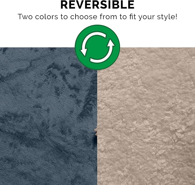 Furhaven Waterproof & Self-Warming Throw Blanket for Dogs & Indoor Cats, Washable & Reflects Body Heat - Soft-Edged Terry & Sherpa Dog Blanket - Cozy Denim, Large