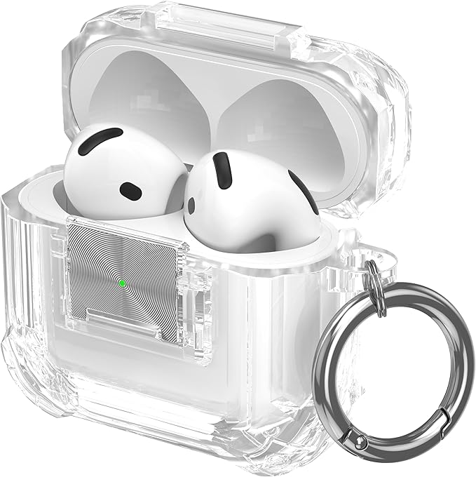 Valkit Compatible Airpods 4 Case Cover, Soft TPU Airpods 4th Generation Case with Cleaner Kit, Shockproof Protective Cases with Keychain for Apple AirPods 4 Gen Cases for Women Men(Lock Transparent)