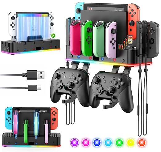Switch/OLED Wall Mount RGB Charging Dock for Nintendo Switch for Joycon