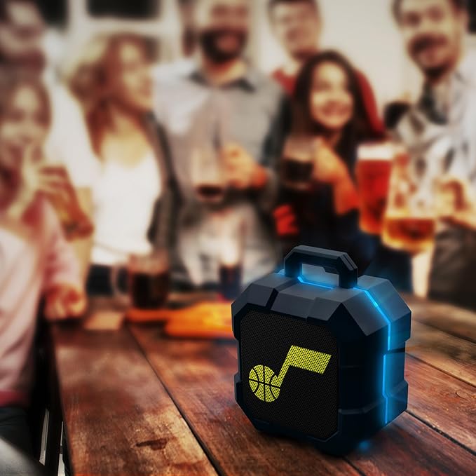 SOAR NBA Shockbox LED Wireless Bluetooth Speaker - Water Resistant IPX4, 5.0 Bluetooth with Over 5 Hours of Play Time - Small Portable Speaker - Officially Licensed NBA, Perfect Home & Outdoor Speaker