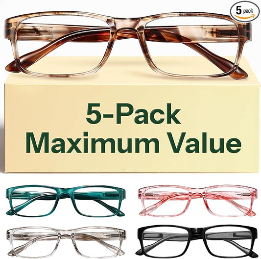 Gaoye 2.25 Professional Reading Glasses for All Day - Computer Readers with Blue Light Protection - Value Pack