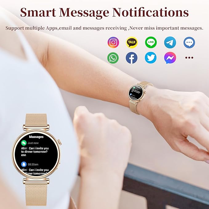 Smart Watch for Women (Answer/Make Call) 1.27" HD 3 Bands Smartwatch Compatible Android iPhone Phone with Fitness Tracker/Heart Rate/Sleep Monitor, 220+ DIY Dial & IP68 Waterproof, Rose Gold