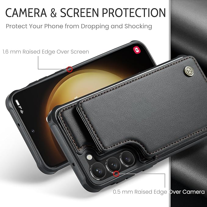 Bemal for Samsung Galaxy S23 Plus Wallet Case with Card Holder, RFID Blocking, Shockproof Leather Kickstand for Men and Women, Durable Protective Phone Cover for 6.6", Black
