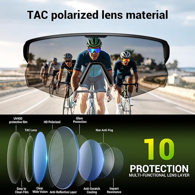 Blackview Polarized Sports Smart Sunglasses for Men and Women, UVProtection, 5.4 Bluetooth Glasses for Cycling Driving