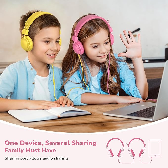 AILIHEN Kids Headphones Bulk 20-Pack for School Classroom K-12, On-Ear Wired Headsets with Microphone & 85dB Volume Limited & Sharing, 3.5mm Jack for Chromebook, Computer, Laptop (Multicolor)