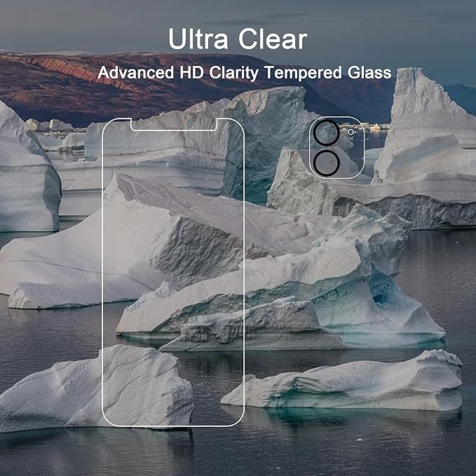 Ailun 2Pack Screen Protector Compatible for iPhone 11 [6.1 inch] + 2 Pack Camera Lens Protector,Tempered Glass Film, [9H Hardness] - HD