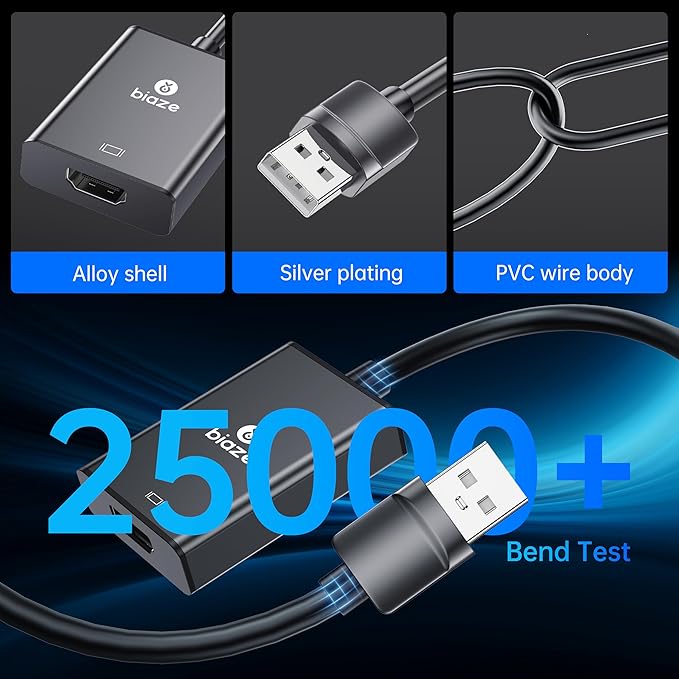 USB to HDMI Converter, Supports 4K@60Hz HDR, Compatible with laptops/desktops/TVs/Monitors/projectors. HDMI to USB Adapter, Compatible with Windows/Mac Systems (USB to HDMI Converter)