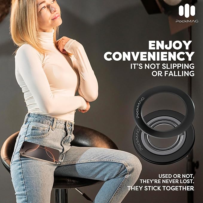 Ultra-Strong Magnetic Phone Ring Holder for MagSafe ??360° Rotation, Dual-Sided Finger Ring Grip & Kickstand ??Compatible with iPhone 16 Pro Max 15 14 13 12 Mag Safe Accessories (Misty Black)