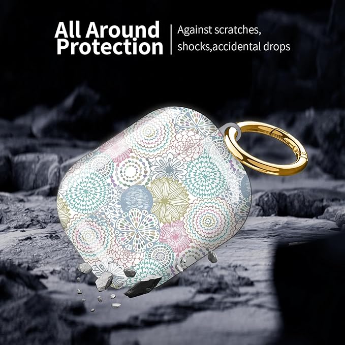 Compatible with AirPod Pro 3 (2025),Cute Case Cover for Women & Men, Full Protection Shockproof Hard Case with Keychain, Wireless Charging Case Accessories(Colorful Fancy Circle)