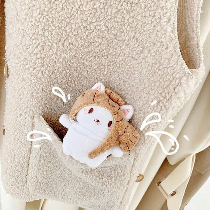Yatchen Plush Case Compatible with AirPods 1&2, Creative Cute 3D Cartoon Fur Cat Design Funny Cover with Keychain Protective Case